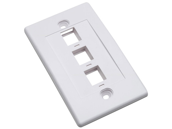 Placa de pared Intellinet de 3 salidas RJ45. Color Blanco.