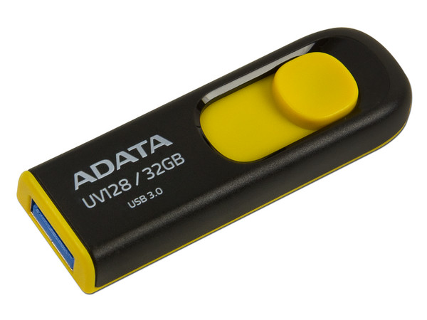 Unidad Flash USB 3.0 ADATA UV128 C008 de 32GB. Color Negro/Amarillo