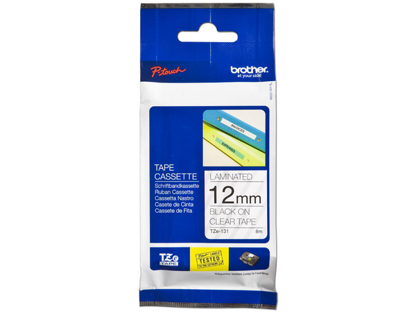 Cinta Brother TZE131, negro en transparente para impresora GL-100, PT-1000, PT-1000BM, PT-1010, PT-1010B, PT-1010NB.