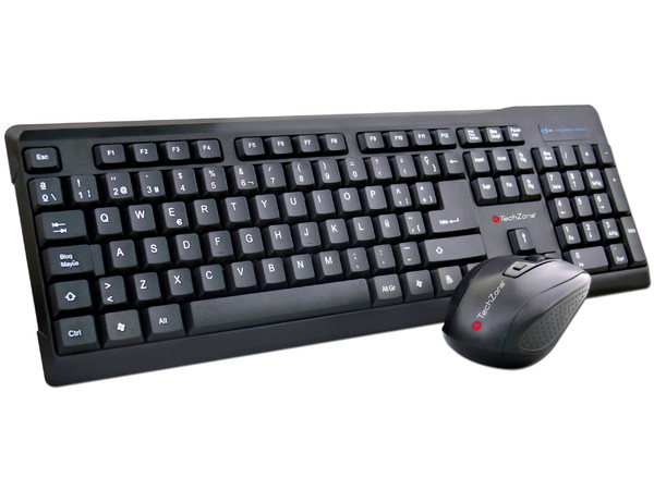Kit de Teclado y Mouse óptico inalámbrico TechZone TZ16COMB01-INA, USB.