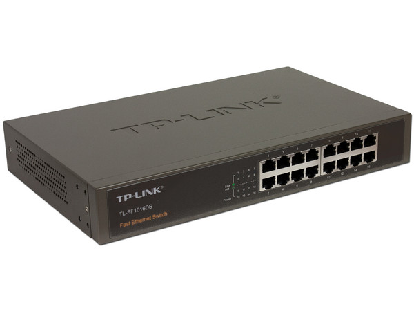 Switch TP-Link de 16 puertos 10/100Mbps, para montaje en rack.
