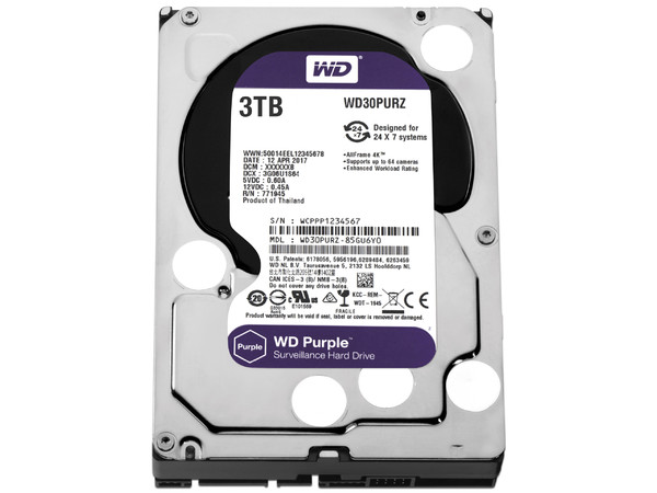 Disco duro Western Digital Purple WD30PURZ de 3TB, 5,400RPM, SATA III (6.0 Gb/s).