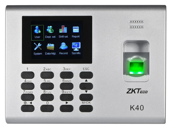 Control de acceso ZKTeco K40 de hasta 1,000 huellas y 80,000 registros.