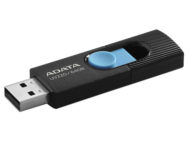 Unidad Flash USB 2.0 Adata UV220 de 64 GB. Negro/Azul
